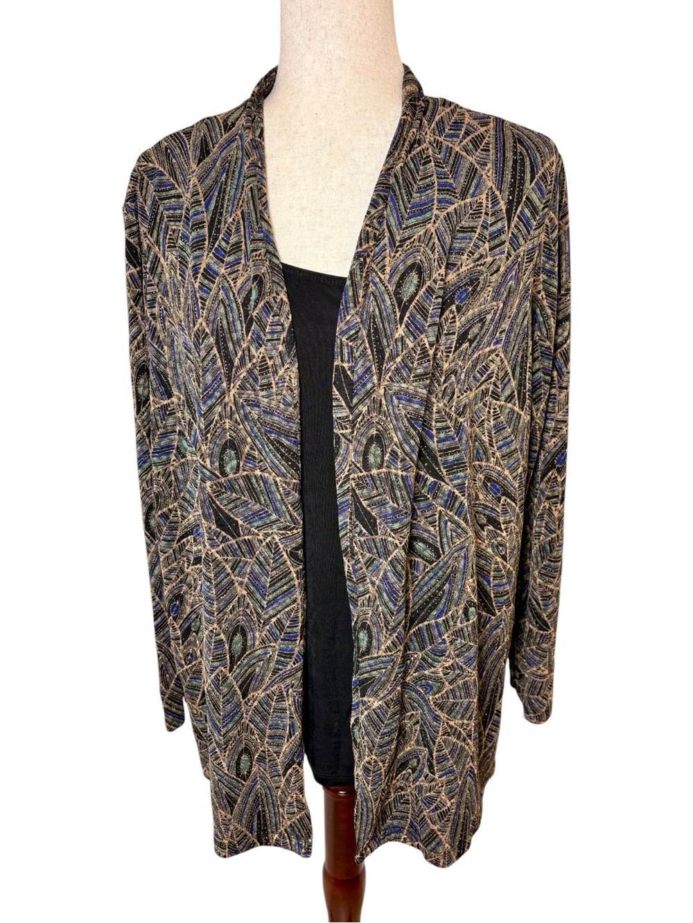 Vintage 90's JM Collection Metallic Leaf Pattern Blazer Jacket Evening Glam 1X
